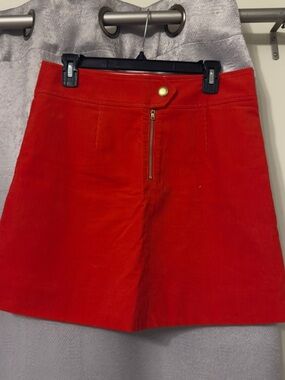 J Crew Red Corduroy Mini Skirt